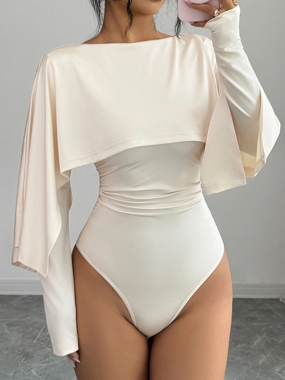 Classic Solid Round Neck Long Sleeve Fitted Bodysuit